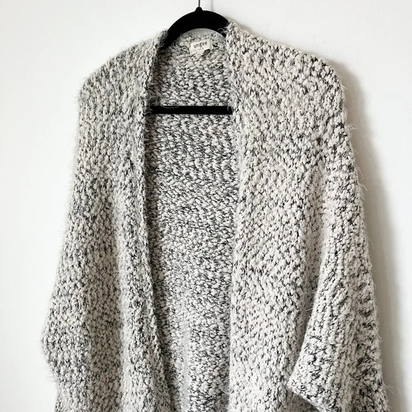 Umgee Cuddle Up Fringe Longline Cardiagan Sweater Gray White Cozy Boho Fall - Picture 6 of 13